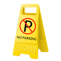 No parking or stopping sign, realistic 3d vector illustration. Traffic sign isolated on white background, Double-sided folding yellow display stand with editable design
