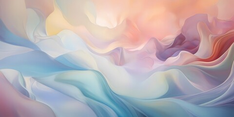 Obraz premium Soft pastel tones dance gracefully across the digital landscape, forming gentle waves of color that ripple and flow in an ethereal display of gradient artistry.