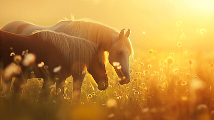 Wo horses at sunrise Tenderness