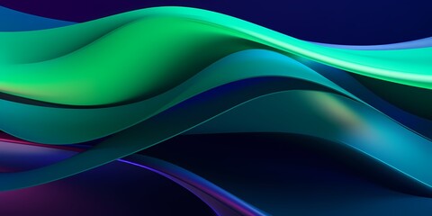 Ribbons of emerald and sapphire intertwine, creating a mesmerizing tapestry of color that seems to shift and evolve with each passing moment within the dynamic gradient waves illustration.