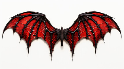 3d rendering of a red and black dragon wings isola - obrazy, fototapety, plakaty
