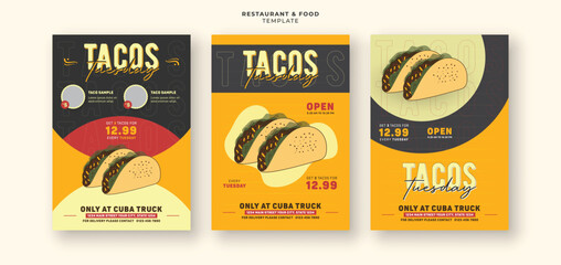 Tasty mexican tacos bundle restaurant menu cover social media flyer banner design
