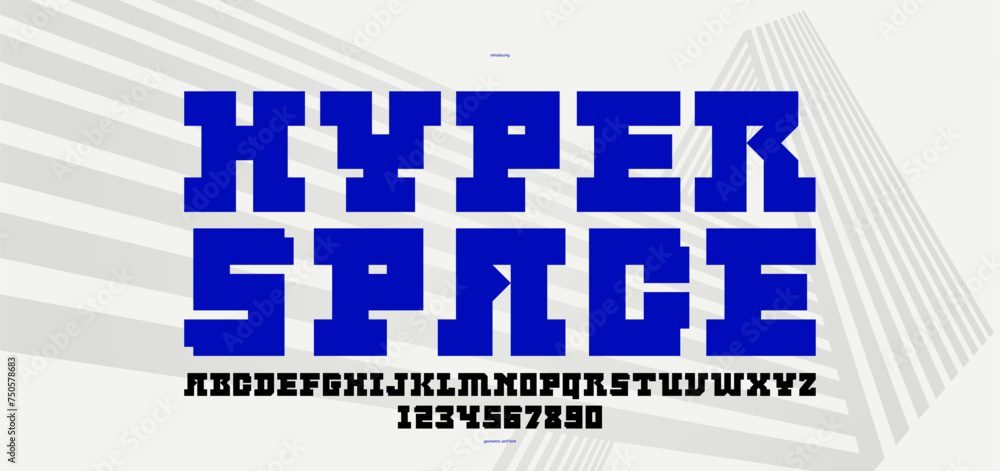 Poster technology and future style display font for logos and posters, vector typeface in modern minimal st