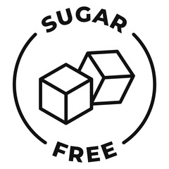 Sugar free icon. No added sugar label. Diabetic vector illustration for product packaging logo, symbol, badge or emblem isolated.
