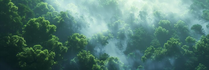 Aerial view of a dense rainforest canopy, evoking the 'lungs of the Earth' and the vital role of...