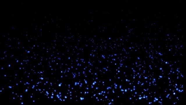 Abstract background glow blue particles float up on black background.Promote advertising concept isolate using QuickTime Alpha Channel proress 444. Winter holiday background concept, Merry Christmas, 