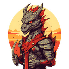 Portraits of heroism dragon warrior knight illustrations