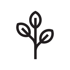 Sprout icon logo. One shape style plant isolated on white background