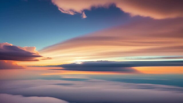 Time lapse symphony, the sky awakens with a graceful ballet of clouds, painting the dawn in a palette of ethereal colors.
