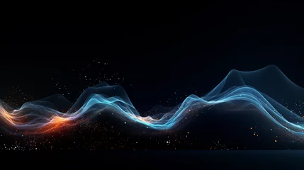 Gordijnen Abstract digital wave of particles. © Cybonad