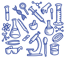 Laboratory doodle art vector illustrations pack set line art