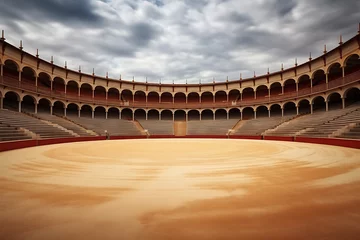 Tuinposter Empty round bullfight arena in Spain. Spanish bullring for traditional performance of bullfight © Rana