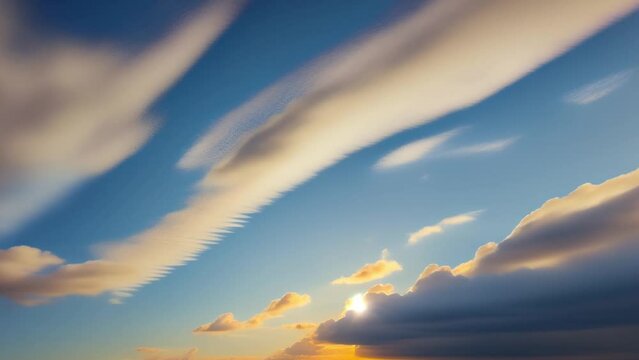 Captivating time lapse unveils nature's masterpiece as the sunrise transforms the sky with wispy clouds.
