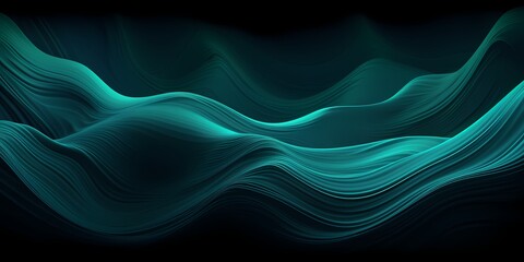 Mysterious dark 3D waves with hints of luminous teal, creating an enigmatic ambiance.