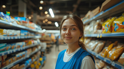 Portrait of a female grocery store employee