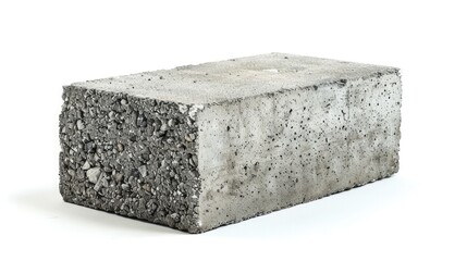 Gray Cement Cinder Block Isolated On White Background - Powered by Adobe