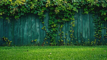 green fence with green lawn - Powered by Adobe