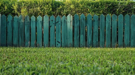 green fence with green lawn