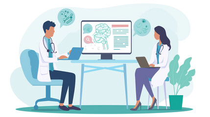 Modern Clinic Consultation: Doctor Uses Laptop for Patient Information