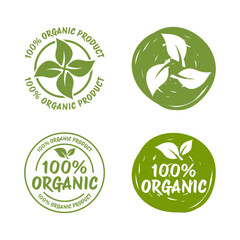 Organic labels set. Collection various logo for organic cosmetics or products isolated on white background