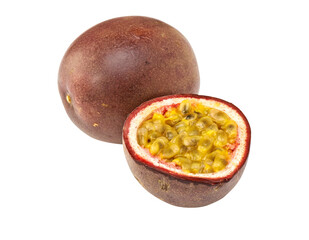 Isolated passion fruit cut in half