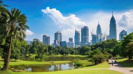 Obraz premium Kuala Lumpur, Malaysia skyline at Titiwangsa Park.