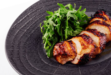 Chicken, turkey, fillet with salad. healthy food diet concept