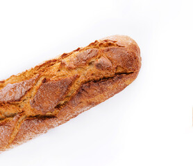 French baguette bread close up isolated