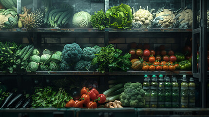 Fresh vegetable on supermarket shelf 