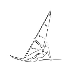 Windsurfing sketch. Vector illustration. windsurfing vector