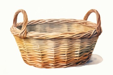 Obraz premium Wicker Basket on White Background