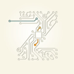 Z (Initial Letter) created with electronic conductive tracks - Cut Out Infographic Design