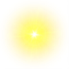 A flash of yellow light. Sun on a white background. Overlay effect. Vector	