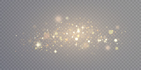 Vector background with bokeh effect and sparkles on a transparent background. An elegant combination of blurry points of light and shimmering particles creates an atmosphere of magic and celebration. © Valeriia