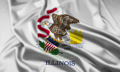 Fototapeta na wymiar The flag of the state of Illinois Rippled