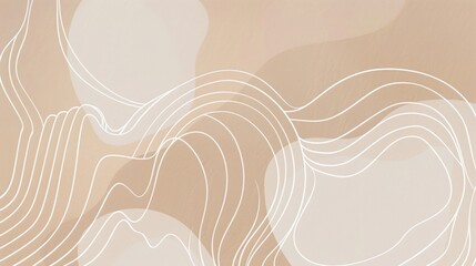 aesthetic shapes, abstract line art, white lines, beige background, space between elements, simple - obrazy, fototapety, plakaty