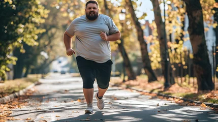 Fotobehang fat man jogging © kenpaul