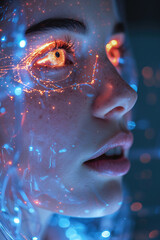 Digital Enlightenment: Woman with Holographic Visions
