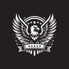 black and white eagle badge vector logo illustration | Eagle badge design | American Eagle badge logo vector