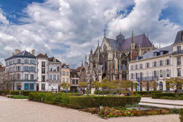 Square with Basilica of Saint Urban, Troyes, France