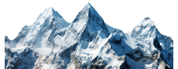 Mountain peaks with snow-capped tree summits transparent background