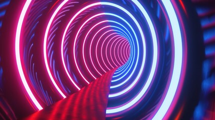 Obraz premium an 80s cartoon background, hypnotic spiral, CG animated, red white & blue neon colors, retro synthwave aesthetic