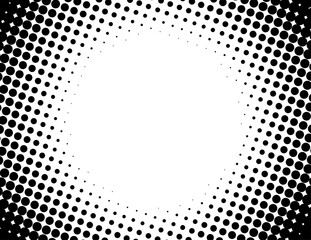 Round Halftone black and white background with copy space. Vector illustration for wallpaper.