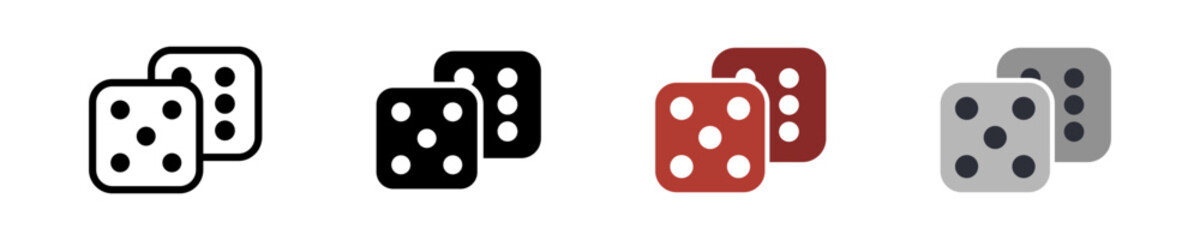 Gamble icon illustration. Simple die vector symbol. Isolated graphic illustration chance. Throw pair cubic symbol set. Random die icon in vector design style