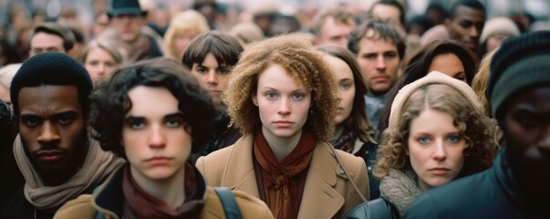 Crowd of people on street in the city