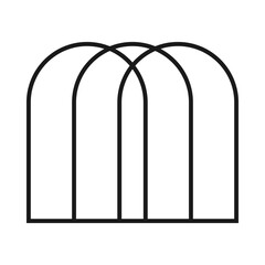 Three Hollow Overlapping Arches Stroke Icon