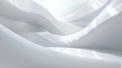 Clean white minimalist background with abstract geometric shapes and lines - obrazy, fototapety, plakaty