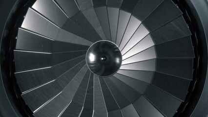 Aviation concept. Aircraft turbine. Jet engine. 3d illustration