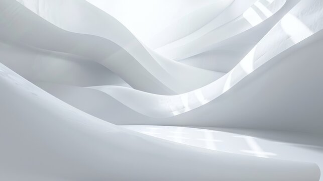 Fototapeta Clean white minimalist background with abstract geometric shapes and lines