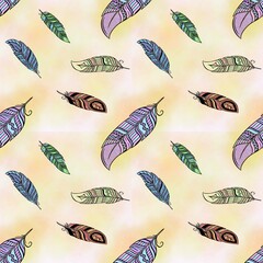 seamless pattern with feathers